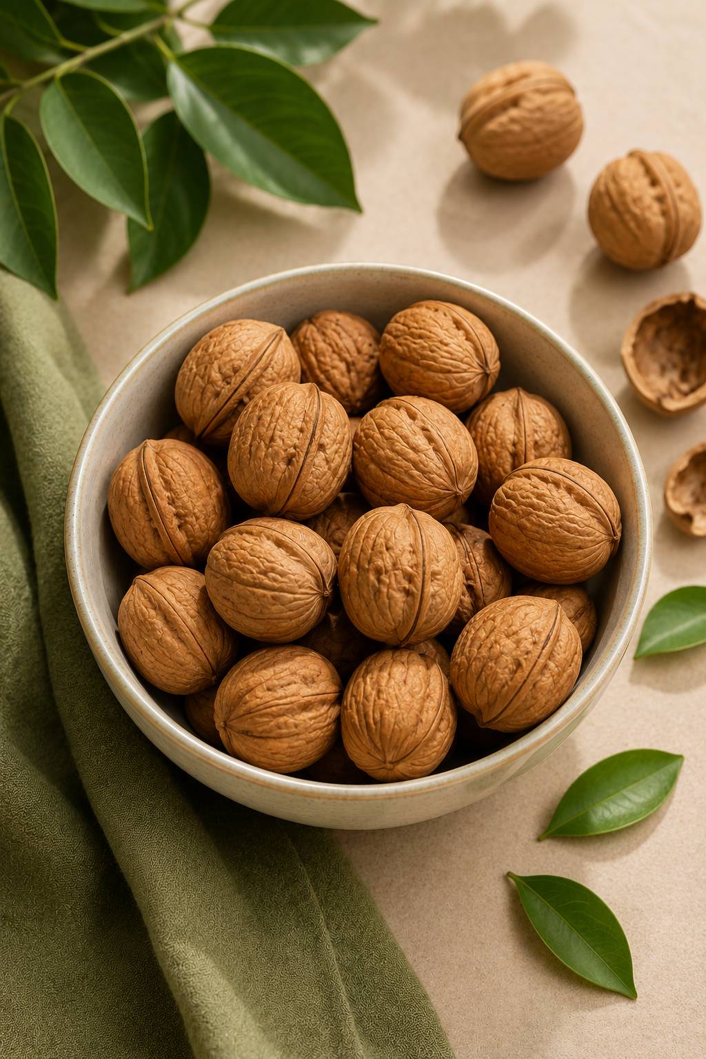 گردو با پوست قهوه ای
